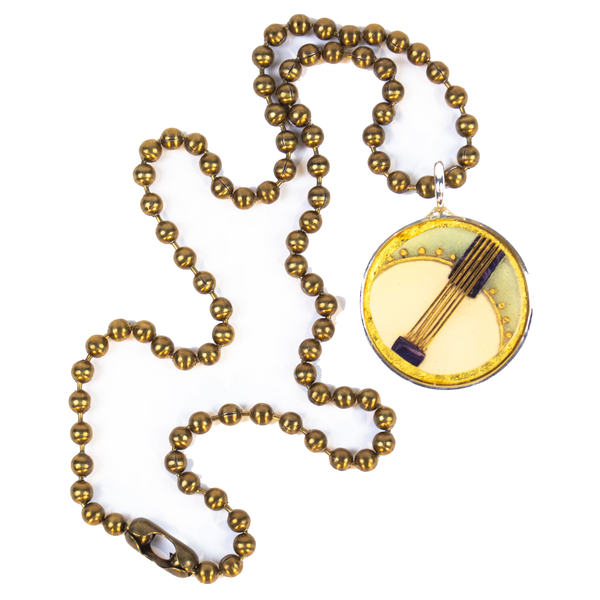 Banjos Beads Delight Jewelry Silvertone Banjo Green Irish Luck