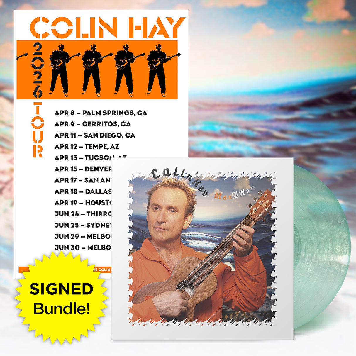 Man @ Work [Acoustic Vinyl] Coke Bottle Green LP & Poster (SIGNED Bundle)