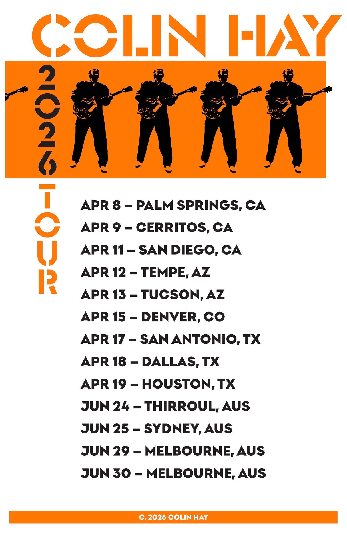 Colin Hay - Man At Work 2026 Tour Poster